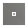 Imperia 800 x 800mm Graphite Slate Effect Square Shower Tray + White Waste