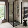Imperia 800 x 800mm Graphite Slate Effect Square Shower Tray + White Waste