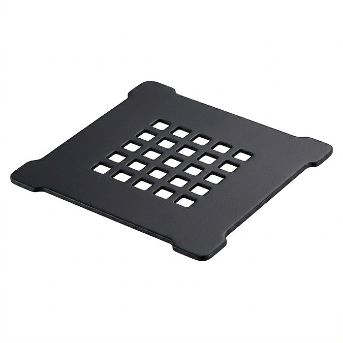 Imperia 800 x 800mm White Slate Effect Quadrant Shower Tray + Black Waste