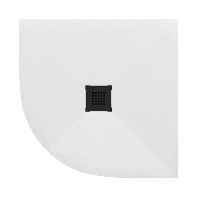 Imperia 800 x 800mm White Slate Effect Quadrant Shower Tray + Black Waste