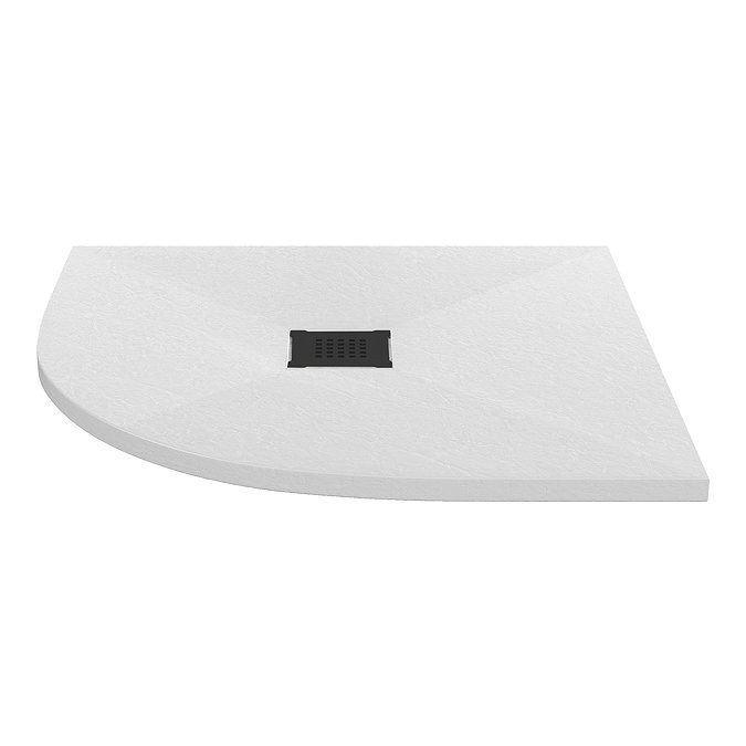 Imperia 800 x 800mm White Slate Effect Quadrant Shower Tray + Black Waste