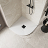 Imperia 800 x 800mm White Slate Effect Quadrant Shower Tray + Black Waste