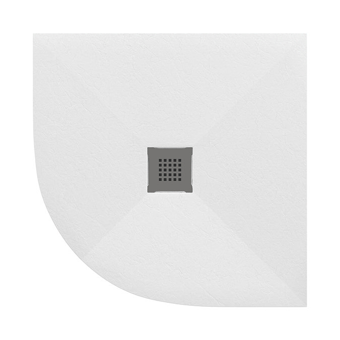 Imperia 800 x 800mm White Slate Effect Quadrant Shower Tray + Graphite Waste