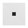 Imperia 800 x 800mm White Slate Effect Square Shower Tray + Black Waste