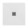 Imperia 800 x 800mm White Slate Effect Square Shower Tray + Graphite Waste