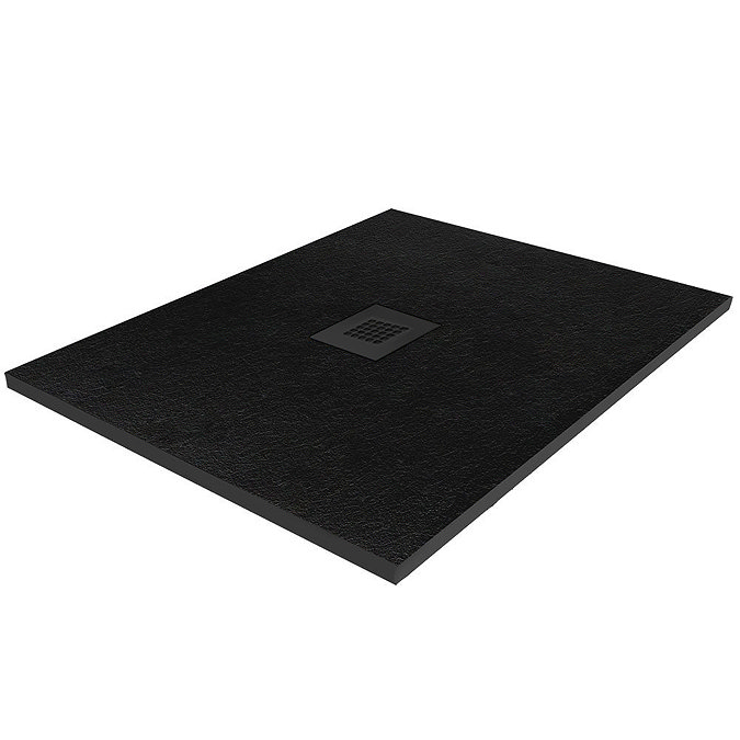 Imperia 800 x 800mm Black Slate Effect Square Shower Tray + Black Waste