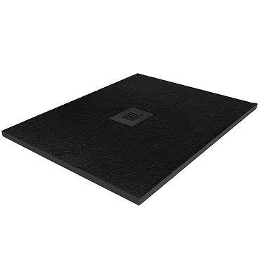 Imperia 800 x 800mm Black Slate Effect Square Shower Tray + Black Waste  Profile Large Image