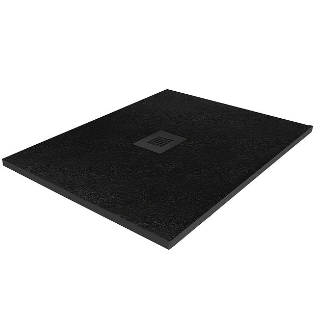 Imperia 900 x 900mm Black Slate Effect Square Shower Tray + Black Waste Large Image