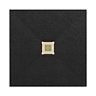 Imperia 800 x 800mm Black Slate Effect Square Shower Tray + Brushed Brass Waste
