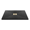 Imperia 800 x 800mm Black Slate Effect Square Shower Tray + Brushed Brass Waste