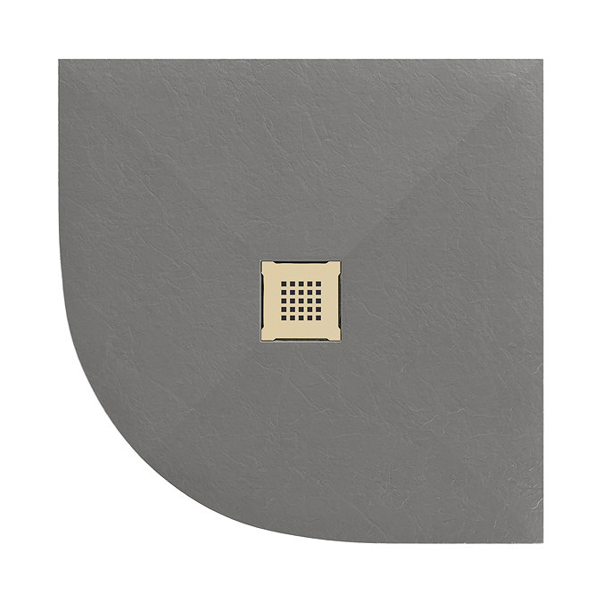Imperia 800 x 800mm Graphite Slate Effect Quadrant Shower Tray + Bushed Brass Waste