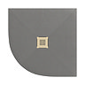 Imperia 800 x 800mm Graphite Slate Effect Quadrant Shower Tray + Bushed Brass Waste
