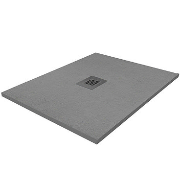 Imperia 800 x 800mm Graphite Slate Effect Square Shower Tray + Graphite Waste  Profile Large Image