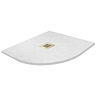 Imperia 800 x 800mm White Slate Effect Quadrant Shower Tray + Brushed Brass Waste