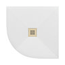 Imperia 800 x 800mm White Slate Effect Quadrant Shower Tray + Brushed Brass Waste