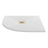 Imperia 800 x 800mm White Slate Effect Quadrant Shower Tray + Brushed Brass Waste