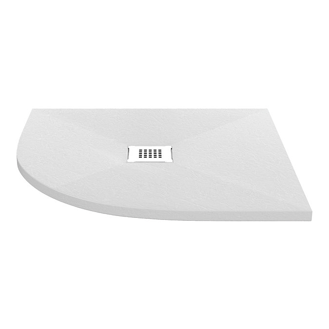 Imperia 800 x 800mm White Slate Effect Quadrant Shower Tray + White Waste