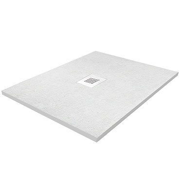 Imperia 800 x 800mm White Slate Effect Square Shower Tray + White Waste  Profile Large Image