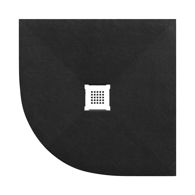 Imperia 900 x 900mm Black Slate Effect Quadrant Shower Tray + White Waste