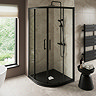 Imperia 900 x 900mm Black Slate Effect Quadrant Shower Tray + White Waste
