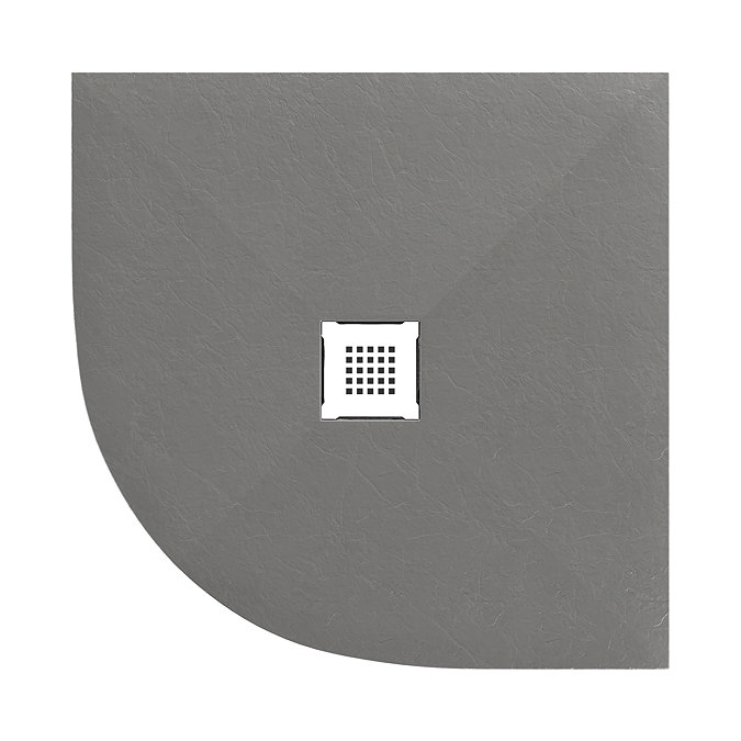 Imperia 900 x 900mm Graphite Slate Effect Quadrant Shower Tray + White Waste