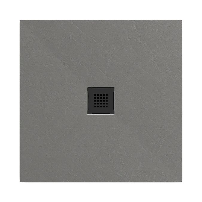 Imperia 900 x 900mm Graphite Slate Effect Square Shower Tray + Black Waste