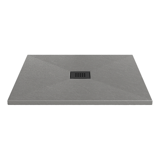 Imperia 900 x 900mm Graphite Slate Effect Square Shower Tray + Black Waste