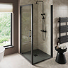 Imperia 900 x 900mm Graphite Slate Effect Square Shower Tray + Black Waste