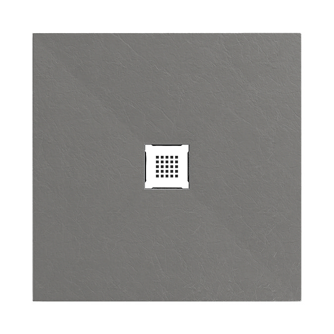 Imperia 900 x 900mm Graphite Slate Effect Square Shower Tray + White Waste