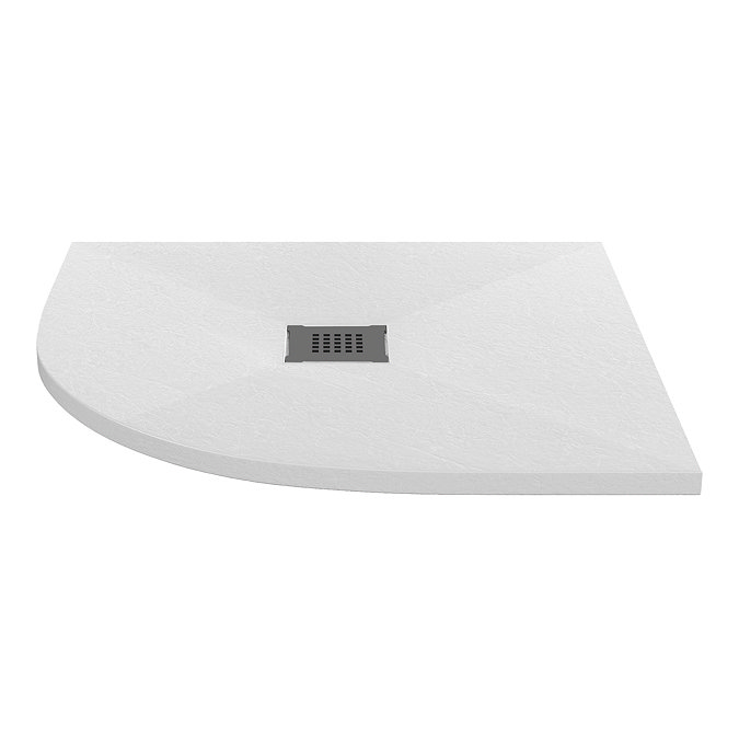 Imperia 900 x 900mm White Slate Effect Quadrant Shower Tray + Graphite Waste