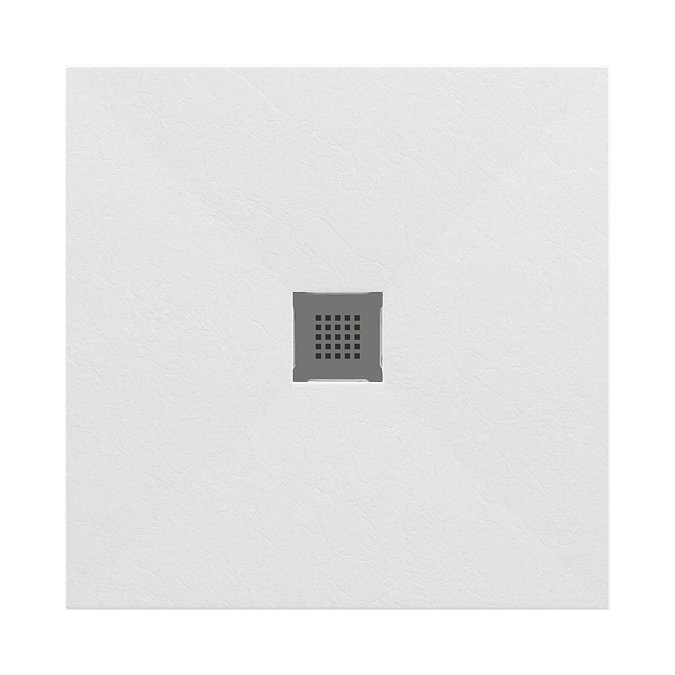 Imperia 900 x 900mm White Slate Effect Square Shower Tray + Graphite Waste