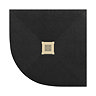 Imperia 900 x 900mm Black Slate Effect Quadrant Shower Tray + Brushed Brass Waste