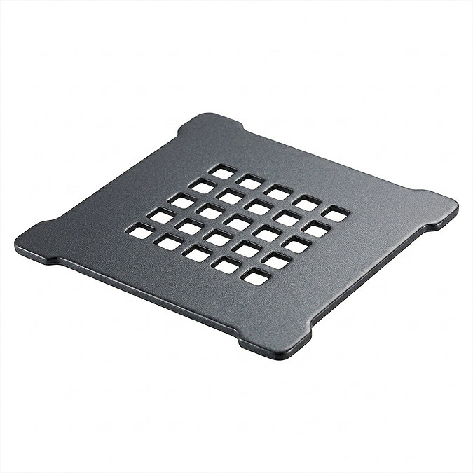 Imperia 900 x 900mm Black Slate Effect Quadrant Shower Tray + Graphite Waste