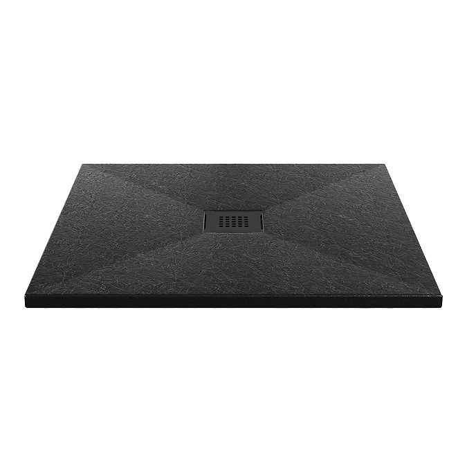 Imperia 900 x 900mm Black Slate Effect Square Shower Tray + Black Waste