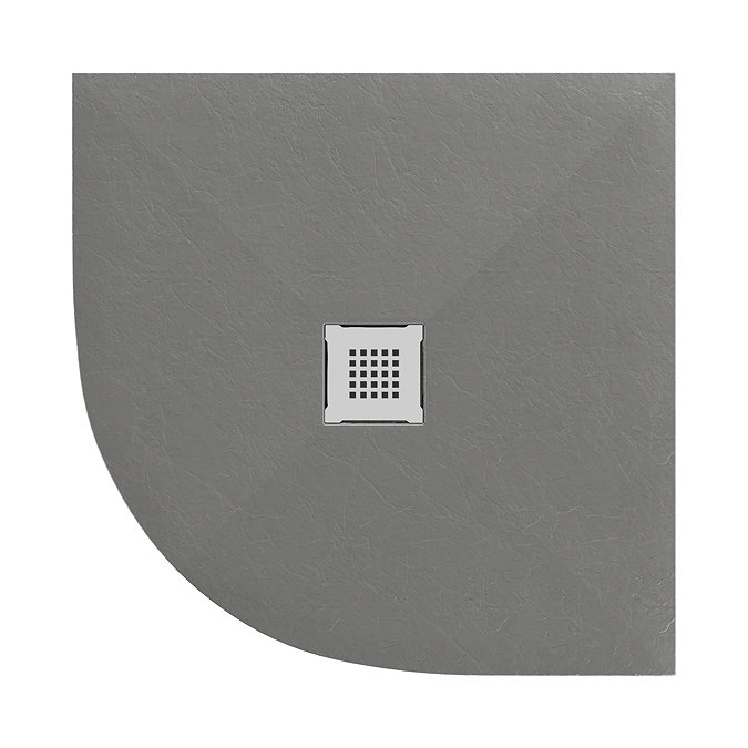 Imperia 900 x 900mm Graphite Slate Effect Quadrant Shower Tray with Chrome Waste
