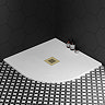 Imperia 900 x 900mm White Slate Effect Quadrant Shower Tray + Brushed Brass Waste