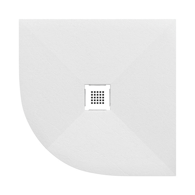 Imperia 900 x 900mm White Slate Effect Quadrant Shower Tray + White Waste