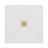 Imperia 900 x 900mm White Slate Effect Square Shower Tray + Brushed Brass Waste