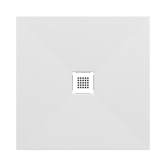 Imperia 900 x 900mm White Slate Effect Square Shower Tray with White Waste
