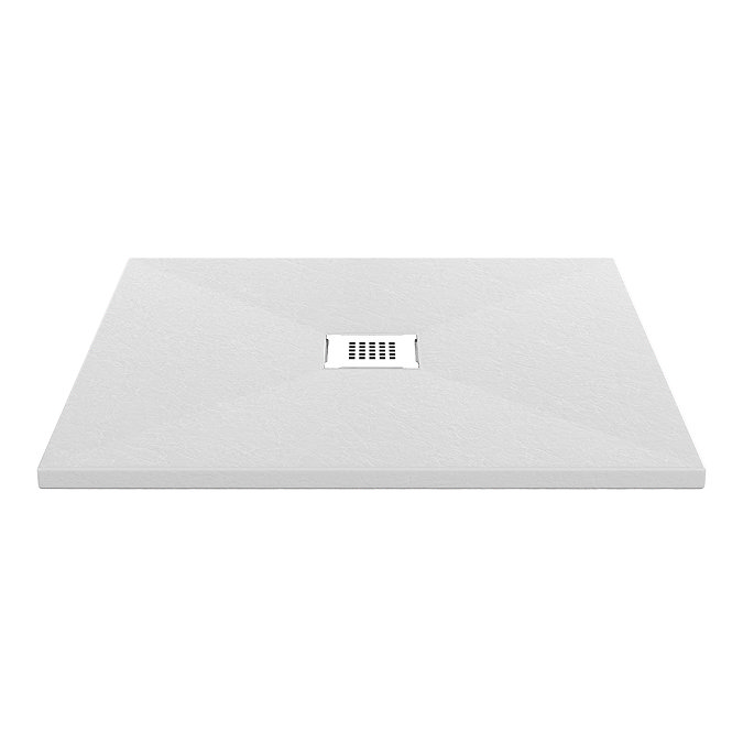 Imperia 900 x 900mm White Slate Effect Square Shower Tray + White Waste
