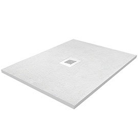 Imperia 900 x 900mm White Slate Effect Square Shower Tray + White Waste Medium Image