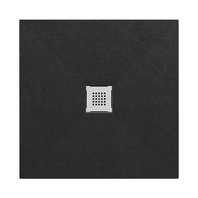 Imperia 900 x 900mm Black Slate Effect Square Shower Tray + Chrome Waste