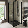 Imperia 900 x 900mm Black Slate Effect Square Shower Tray + Chrome Waste