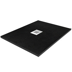 Imperia 900 x 900mm Black Slate Effect Square Shower Tray + Chrome Waste Large Image