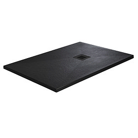 Imperia Black Slate Effect Rectangular Shower Tray 1000 x 700mm with Black Waste
