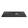 Imperia Black Slate Effect Rectangular Shower Tray 1000 x 800mm with Brushed Brass Waste