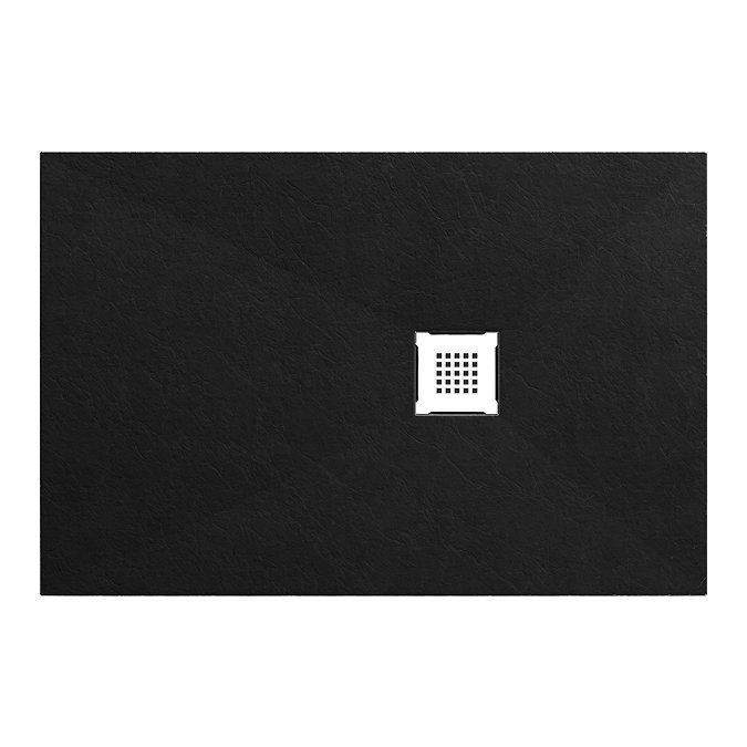 Imperia Black Slate Effect Rectangular Shower Tray 1200 x 700mm with White Waste