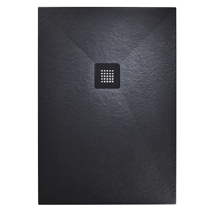 Imperia Black Slate Effect Rectangular Shower Tray 1200 x 700mm with Black Waste