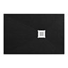 Imperia Black Slate Effect Rectangular Shower Tray 1200 x 800mm with White Waste