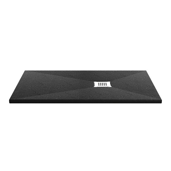Imperia Black Slate Effect Rectangular Shower Tray 1200 x 800mm with White Waste